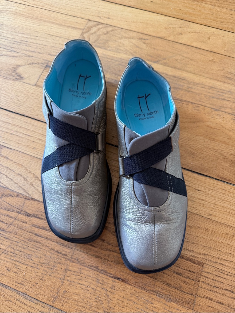 Thierry Rabotin Nappa Gray Italian Leather Slip-On Shoes